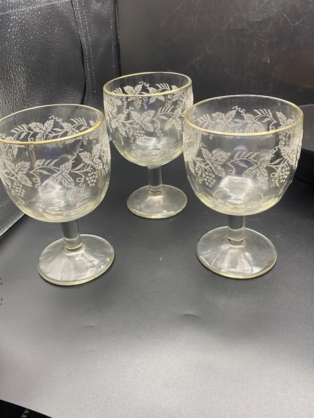 Bartlett & Collins Clear Thumbprint Goblets
